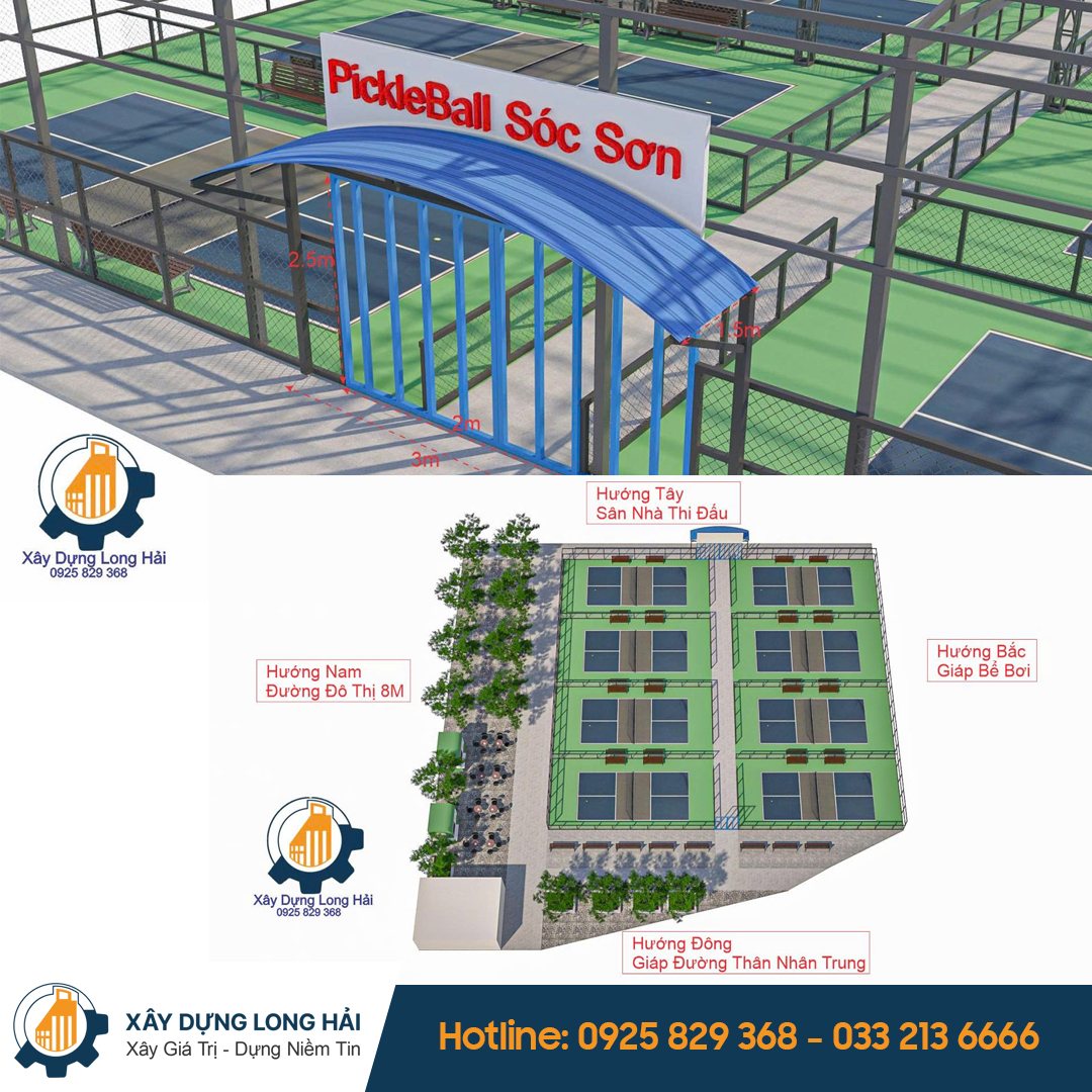 Thi công khung mái sân thiết kế 3d