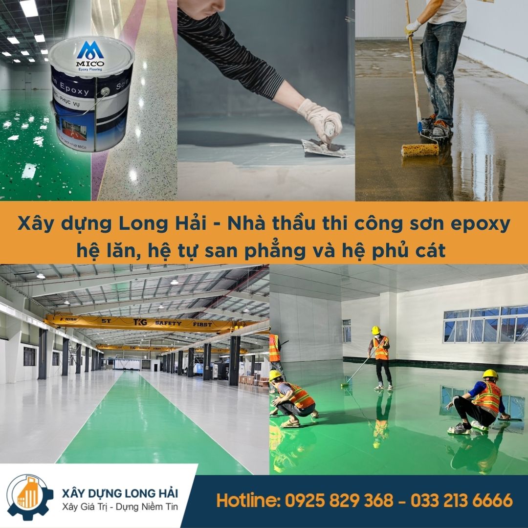 thi công sơn epoxy hệ tự san phẳng