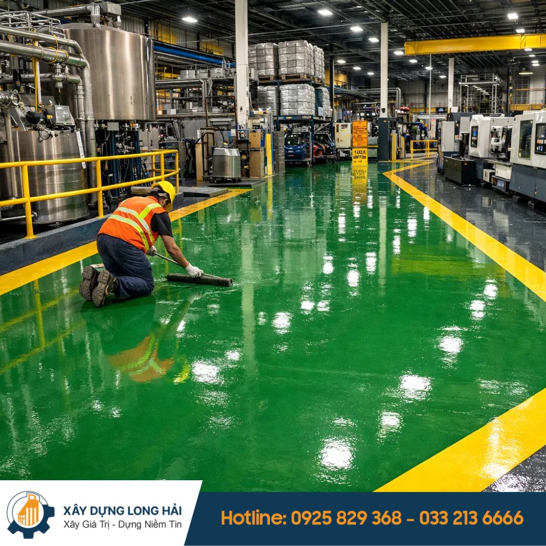 thi công sàn epoxy chịu tải nặng tại Bắc Giang