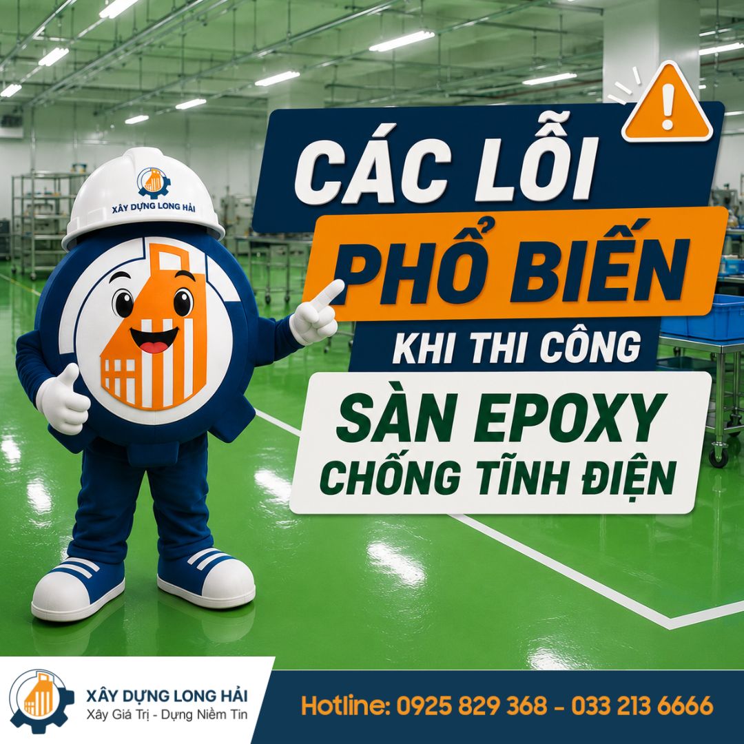 các lỗi phổ biến khi thi công sàn epoxy chống tĩnh điện