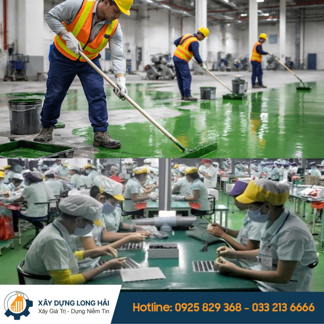 thi công sàn epoxy nhà máy điện tử tại bắc giang 