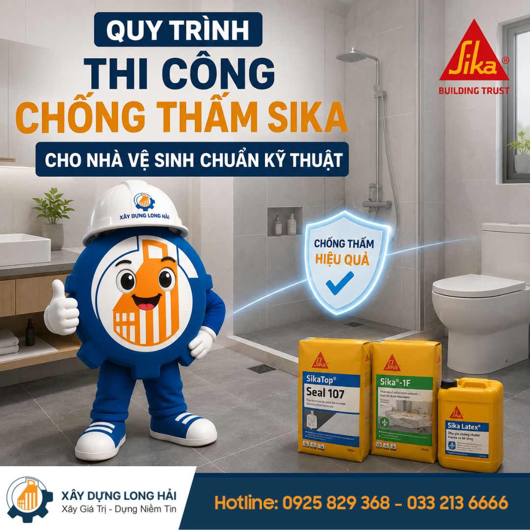 quy trình chống thấm sika nhà vệ sinh