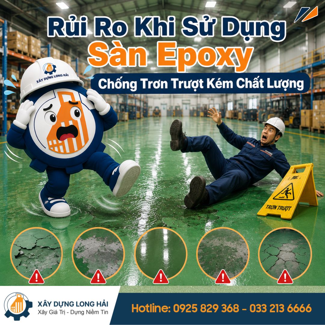 rủi ro sử dụng sàn epoxy chống trơn trượt kém chất lượng