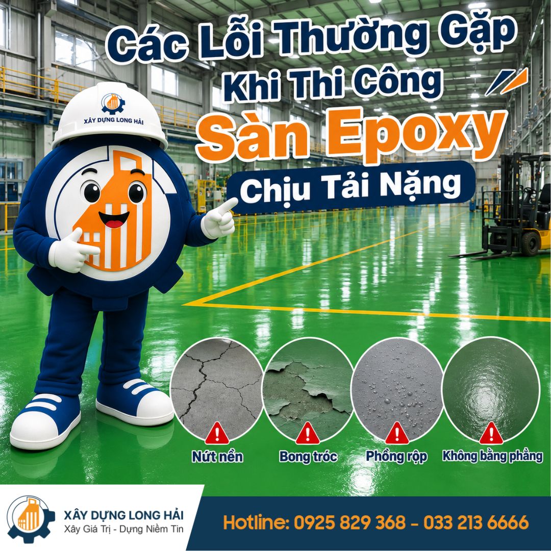 các lỗi thường gặp khi thi công sán epoxy chịu tải nặng