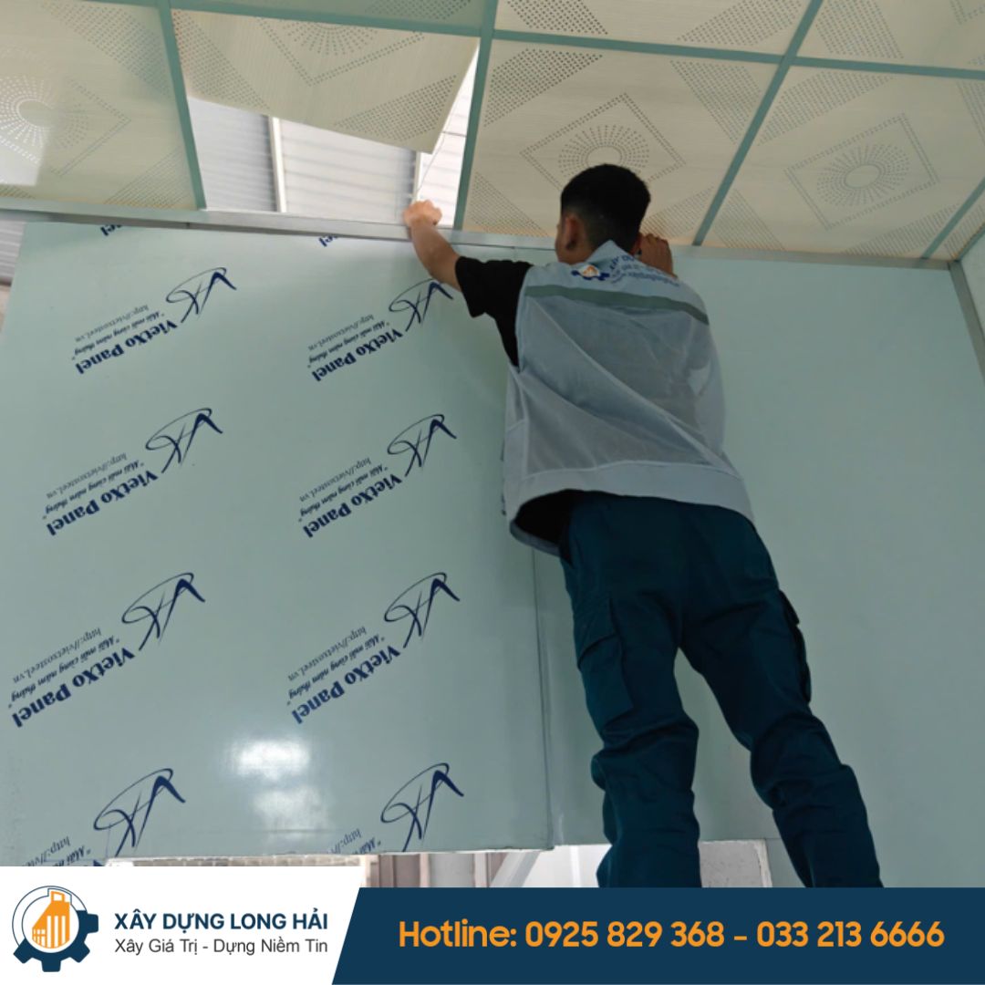 Thi công trần panel và vách panel