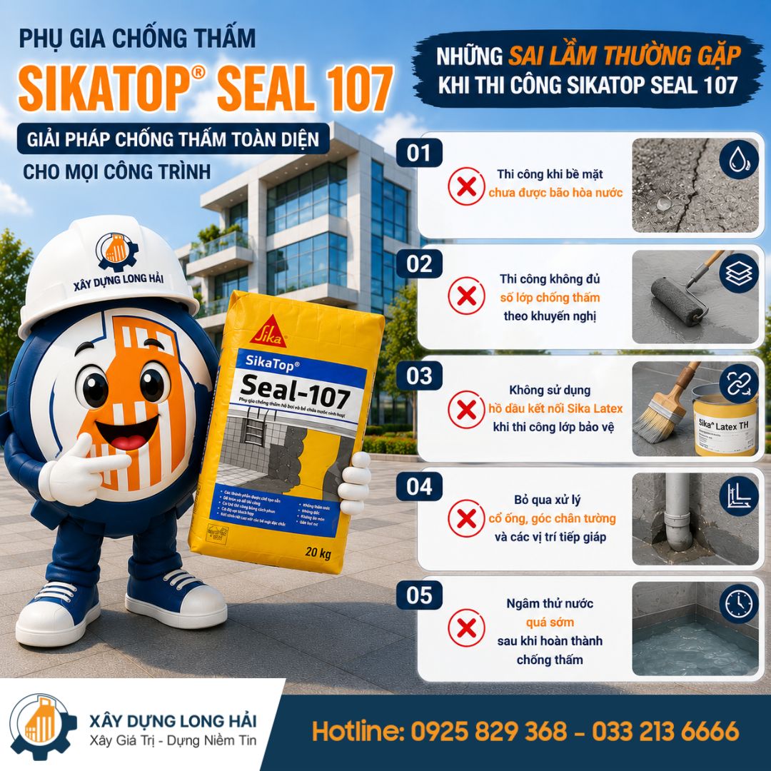 Những Sai Lầm Thường Gặp Khi Thi Công SikaTop Seal 107
