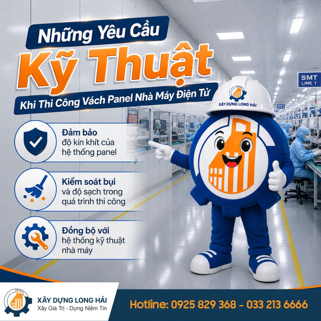 Những Yêu Cầu Kỹ Thuật Khi Thi Công Vách Panel Nhà Máy Điện Tử