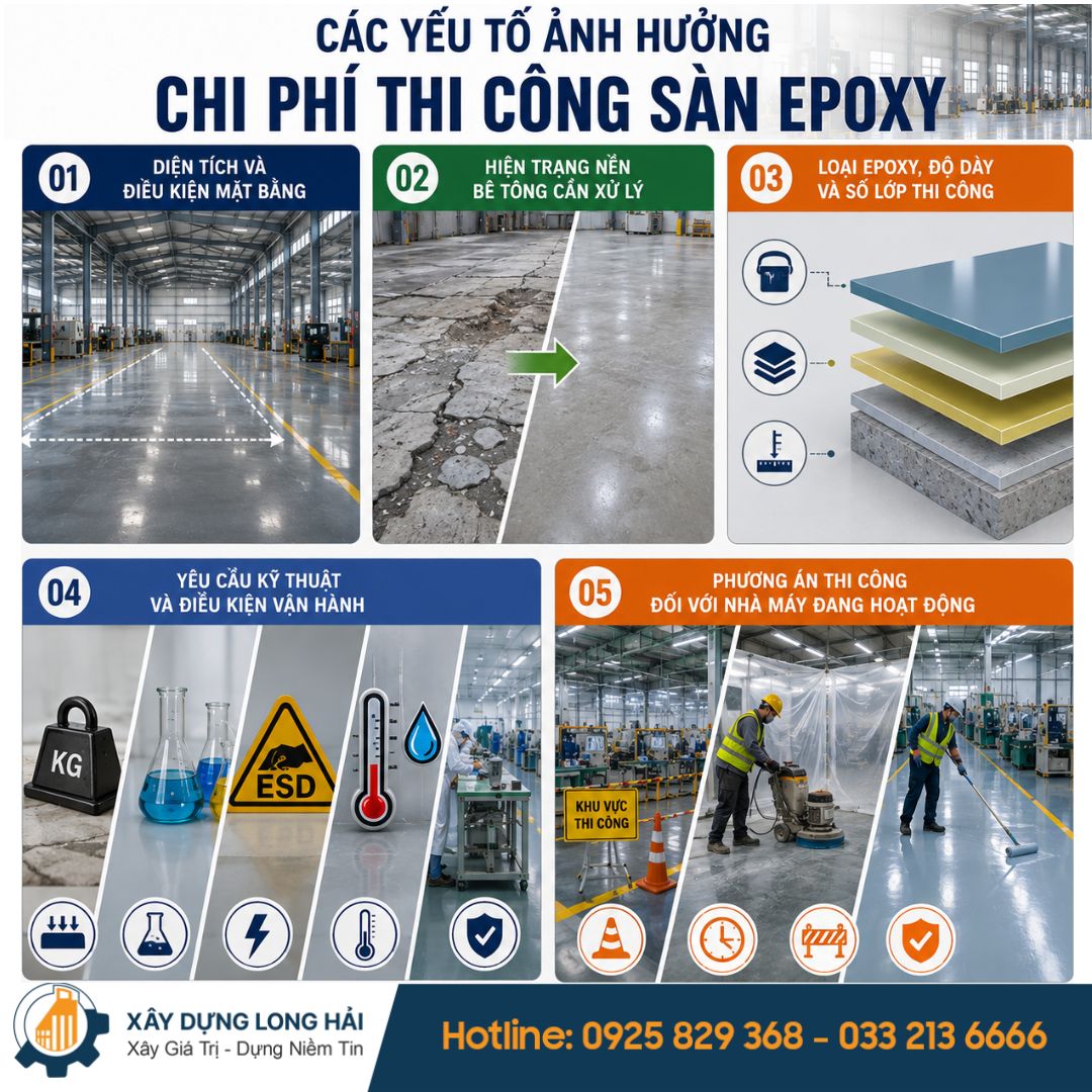 Các Yếu Tố Ảnh Hưởng Chi Phí Thi Công Sàn Epoxy