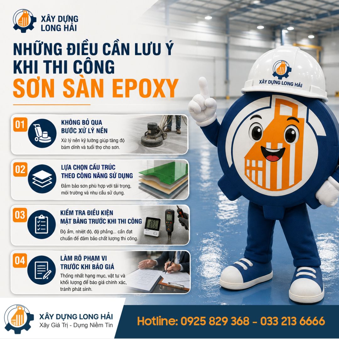 Những Điều Cần Lưu Ý Khi Thi Công Sơn Sàn Epoxy