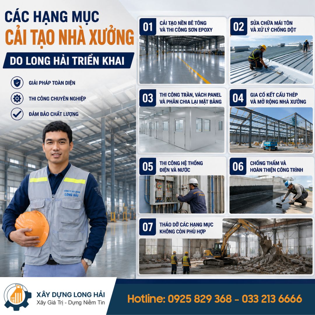 Các Hạng Mục Cải Tạo Nhà Xưởng Do Long Hải Triển Khai
