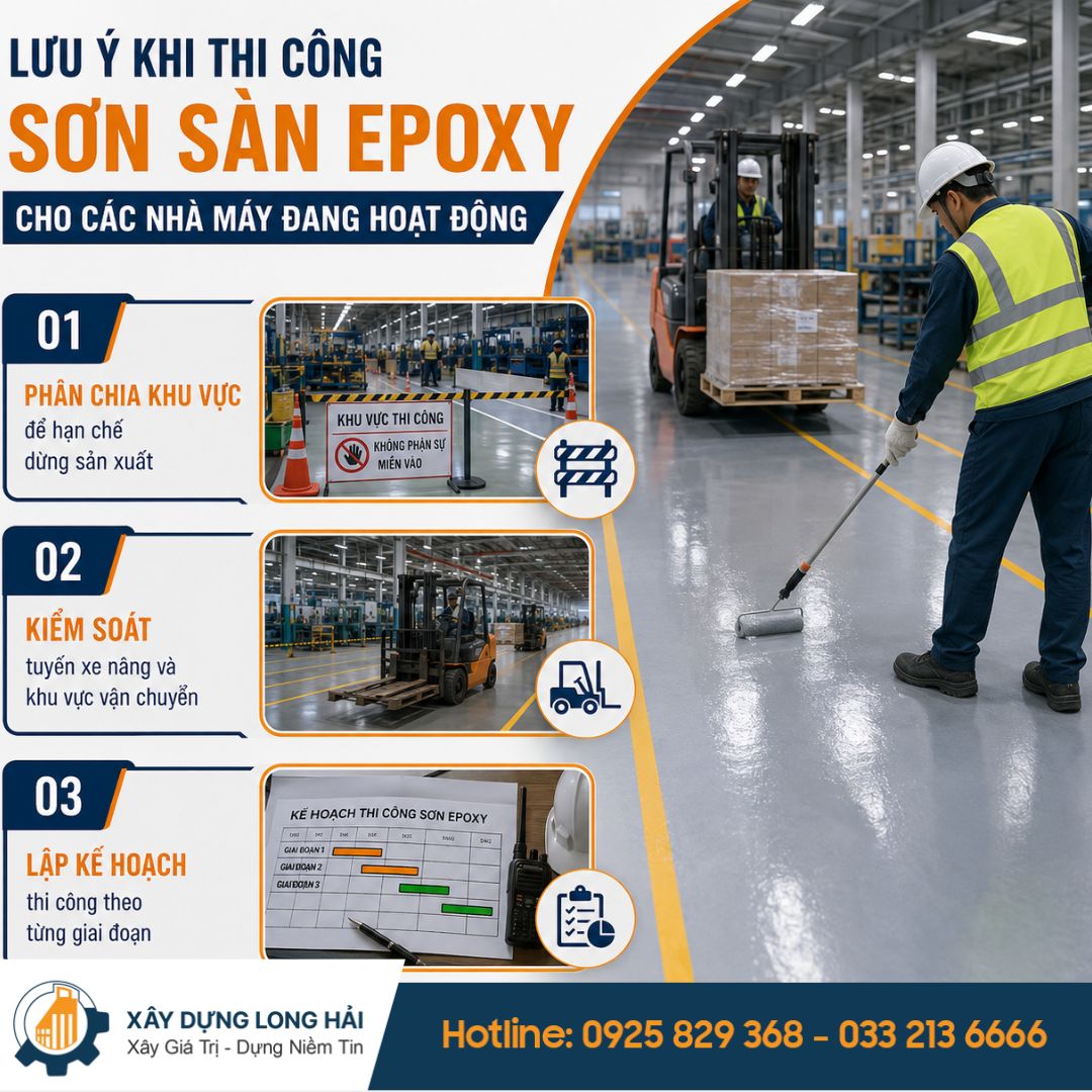 Lưu Ý Khi Thi Công Sơn Sàn Epoxy Cho Nhà Máy Đang Hoạt Động