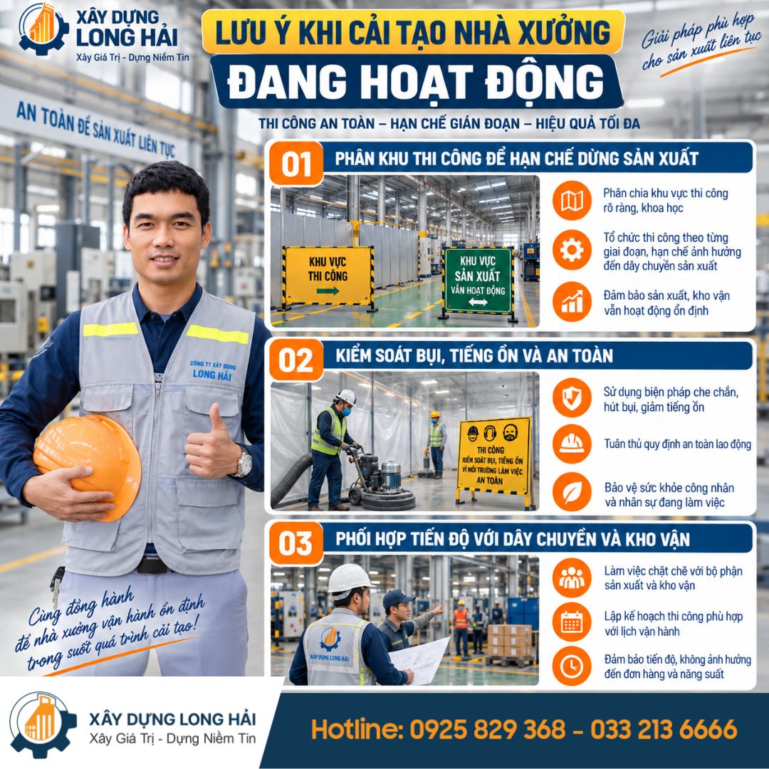 Lưu Ý Khi Cải Tạo Nhà Xưởng Đang Hoạt Động