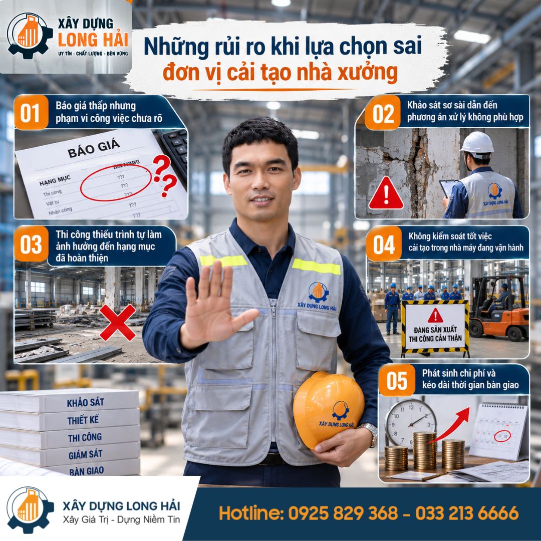 Những Rủi Ro Khi Lựa Chọn Sai Đơn Vị Cải Tạo Nhà Xưởng