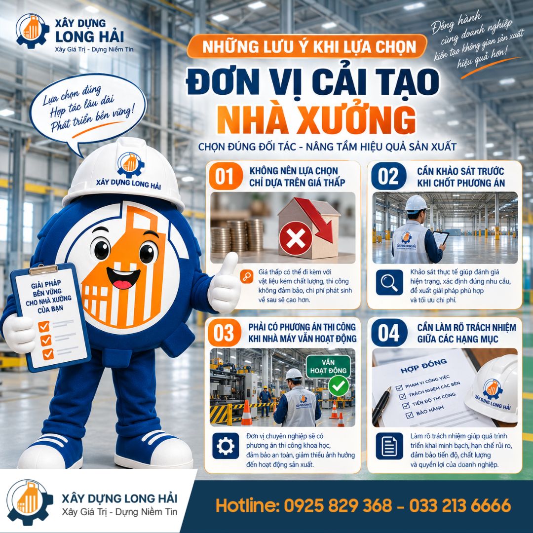 Những Lưu Ý Khi Lựa Chọn Đơn Vị Cải Tạo Nhà Xưởng